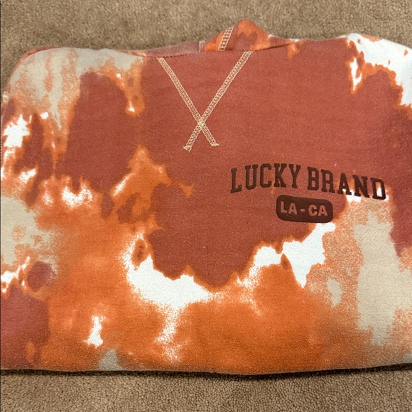 Lucky Brand Tie-Dye Kids Hoodie in Orange and Cream - Picture 5 of 6